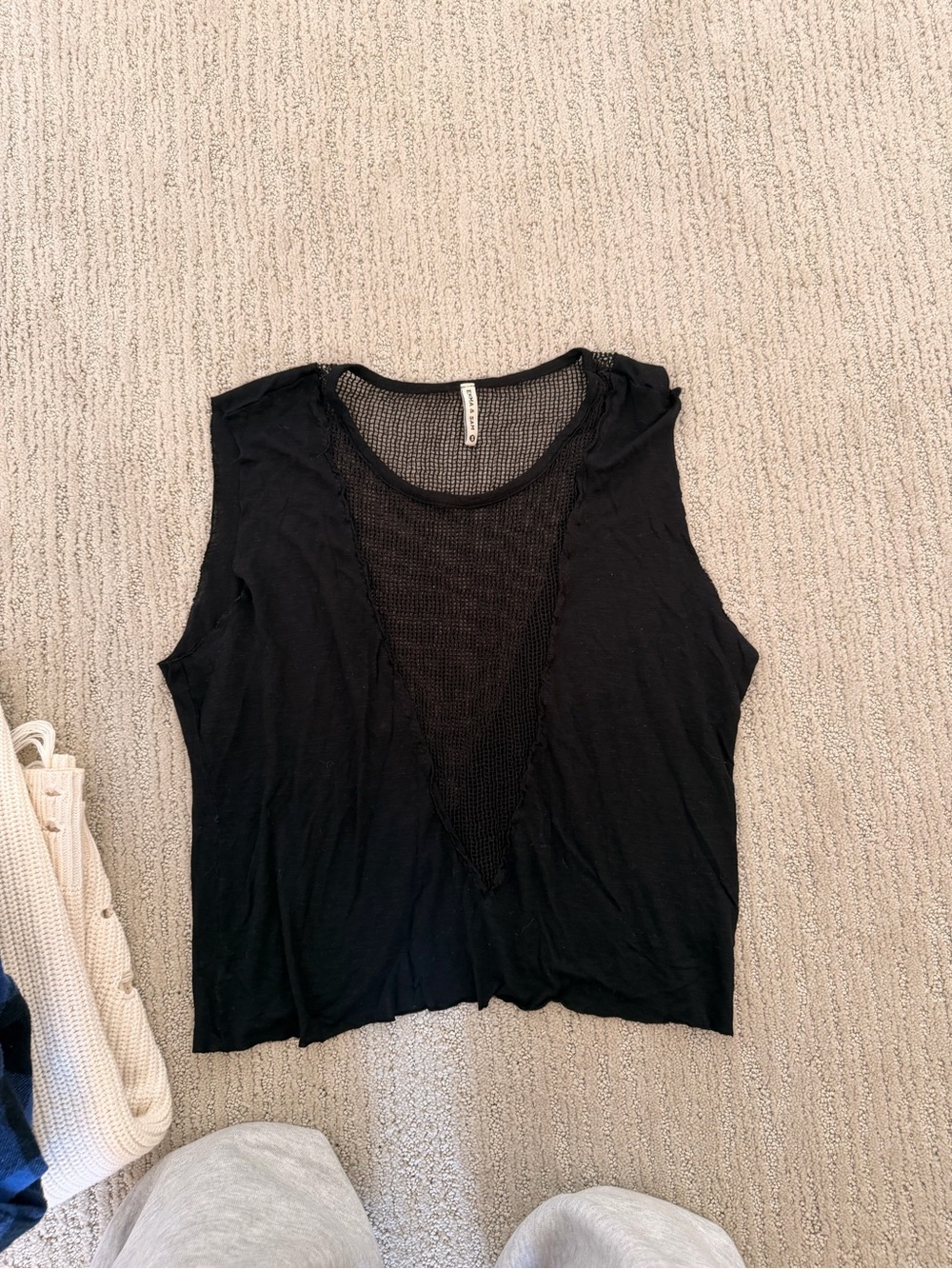 LF Black Mesh Inset Sleeveless Tank Top
